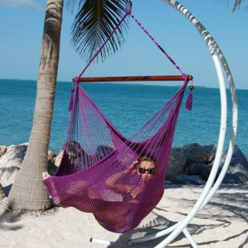 Large Caribbean Hammock Chair - 48 Inch - Polyester - Hanging Chair - purple