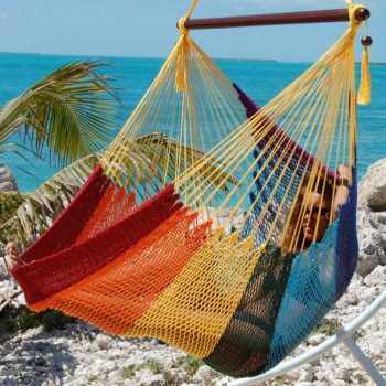 Large Caribbean Hammock Chair - 48 Inch - Polyester - Hanging Chair - rainbow